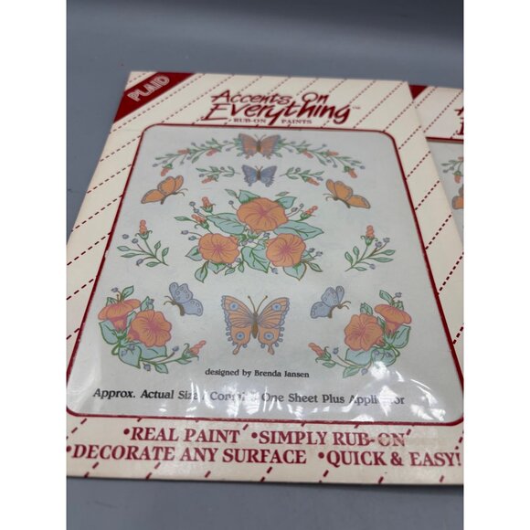 Vtg Plaid Accents On Everything Rub-On Transfers Floral Butterfly Design Craft - Picture 2 of 5